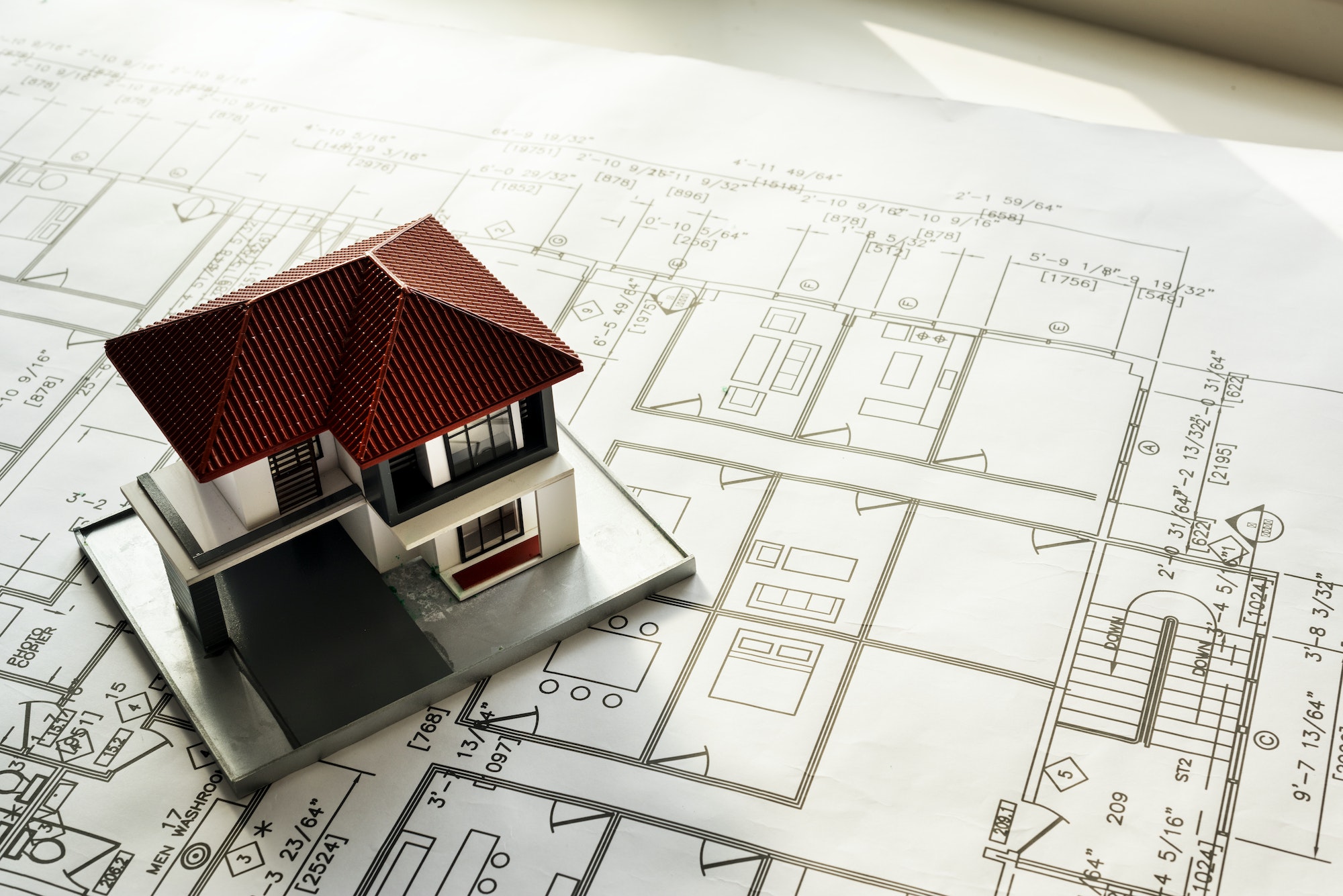 Closeup of house plan blueprint